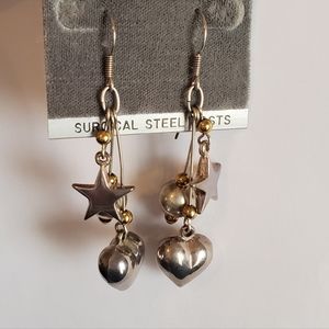 GOLD/SILVER-TONE DANGLE EARRINGS